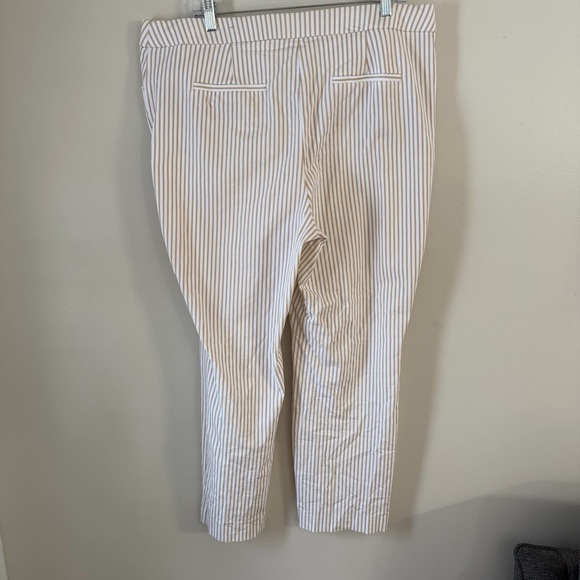 Chico’s 3P (16P) Striped Pants Stretch Cotton Nautical Neutral and White Print - Picture 3 of 10